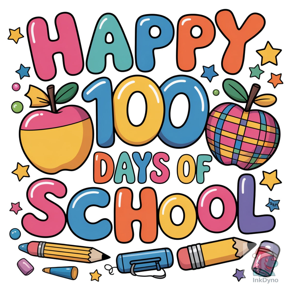 100 Days of School Apple & Pencil