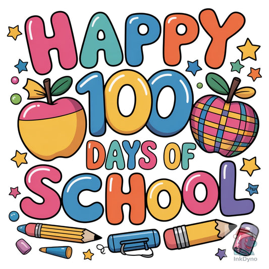 100 Days of School Apple & Pencil - DTF Transfer