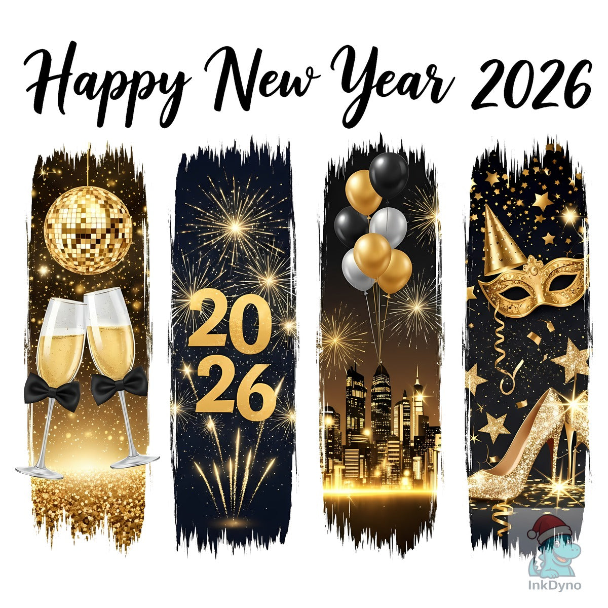 Black and Gold Happy New Year 2026