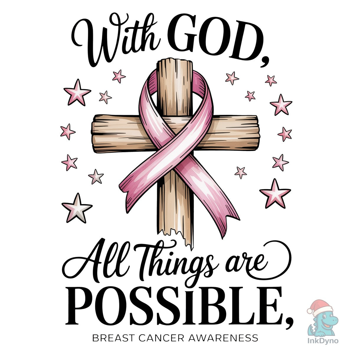 Jesus Pink Bow Cross Breast Cancer Figh