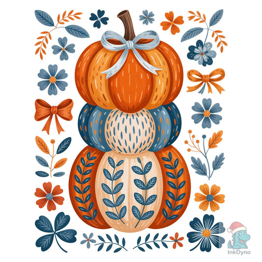 Boho Fall Pumpkin Floral Pumpkin - DTF Transfer