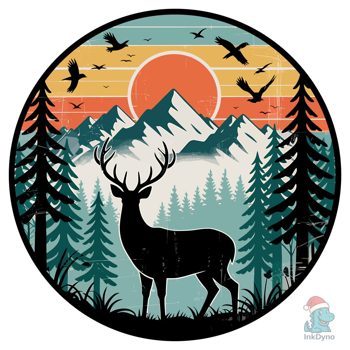 Deer Sunset Vector