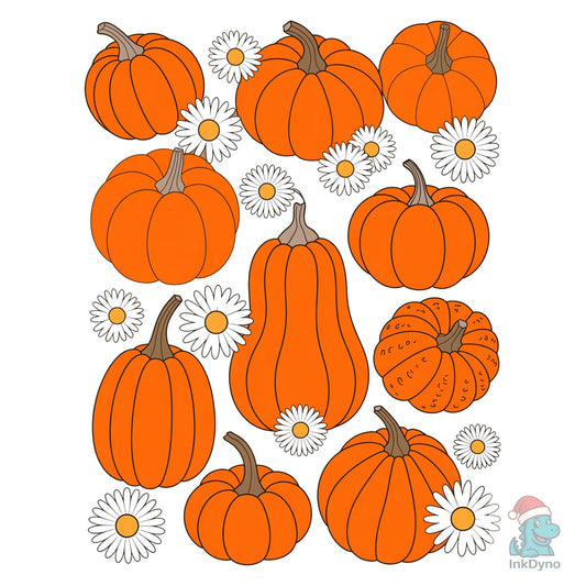 Boho Fall Floral Pumpkin Autumn Pumpkin - DTF Transfer