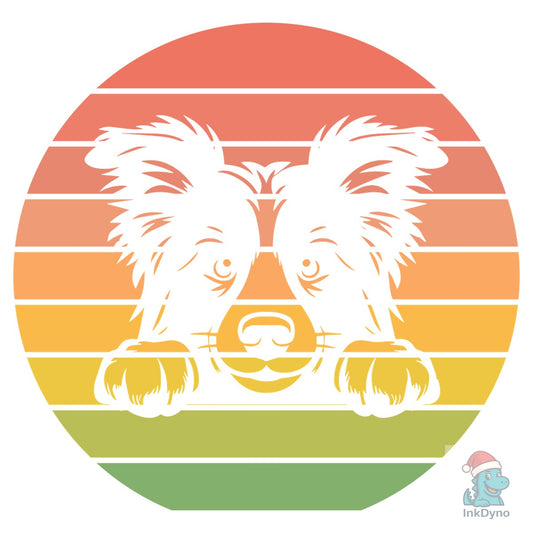 Border Collie Dog Peeking Sunset Vintage - DTF Transfer