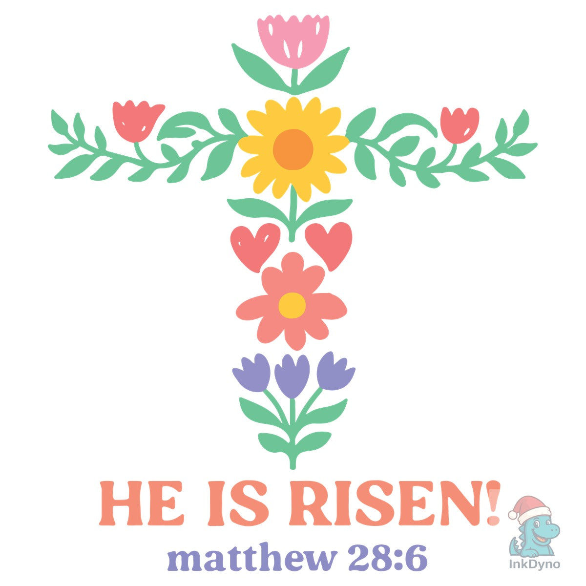 Easter Cross Floral Verse
