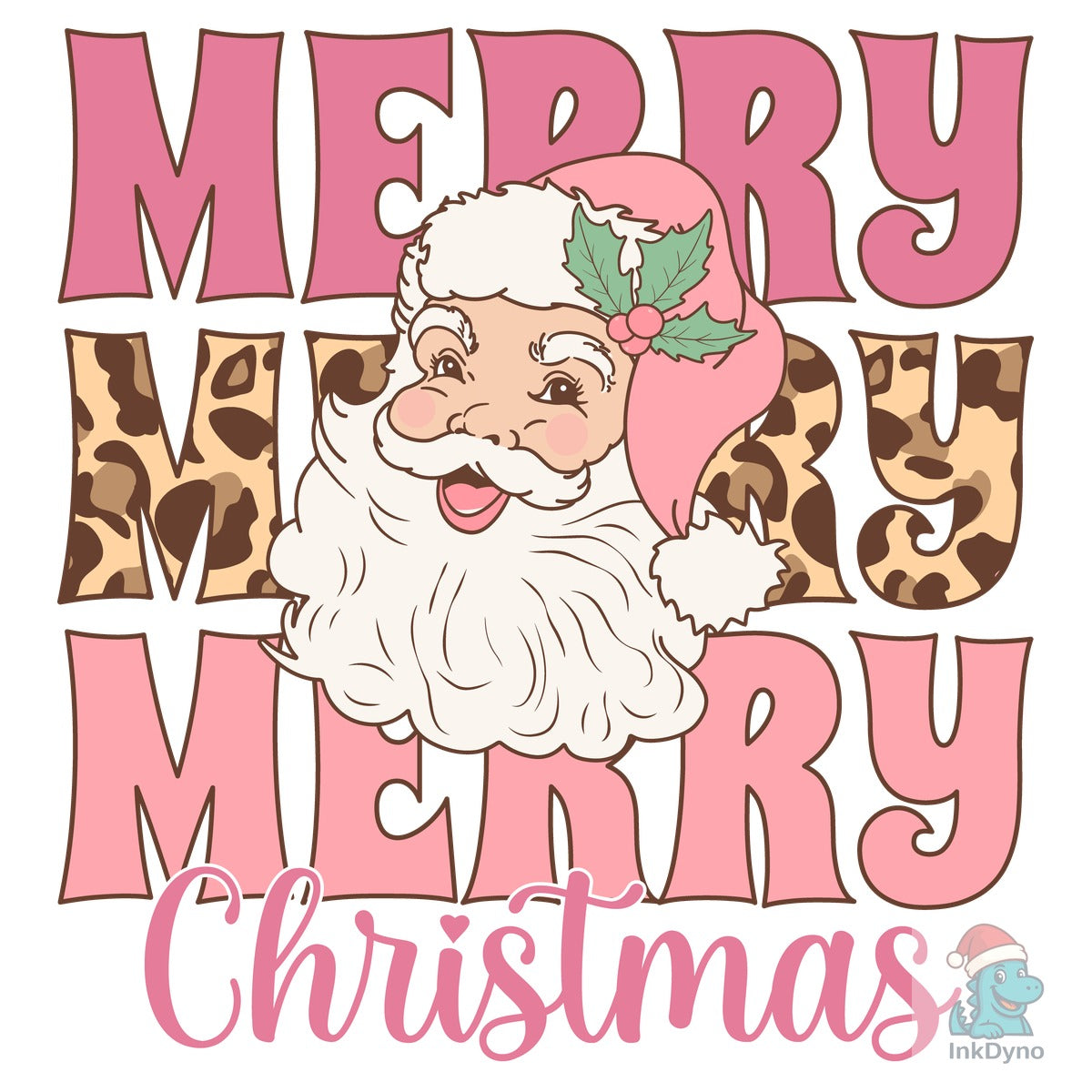 Pink Leopard Christmas Santa