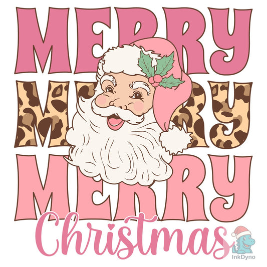 Pink Leopard Christmas Santa - DTF Transfer