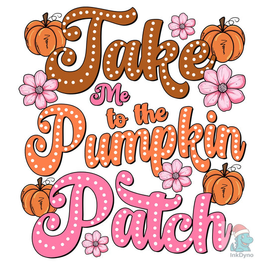 Floral Fall Pink Pumpkin Patch - DTF Transfer