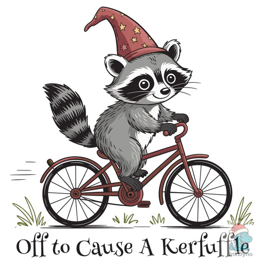 Funny Raccoon on Bicycle T-shirt - DTF Transfer