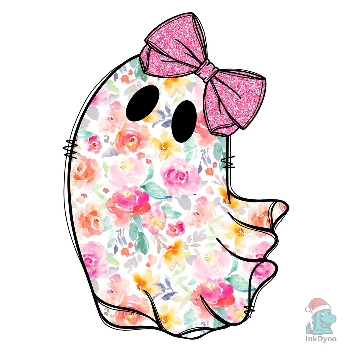 Preppy Floral Pink Ghost Halloween