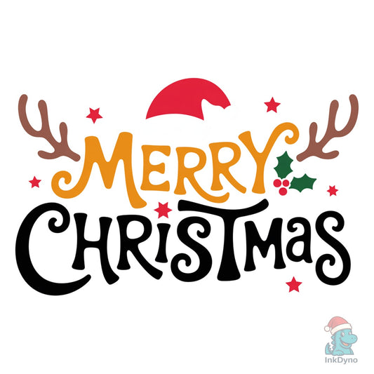 Merry Christmas Santa Hat Reindeer - DTF Transfer