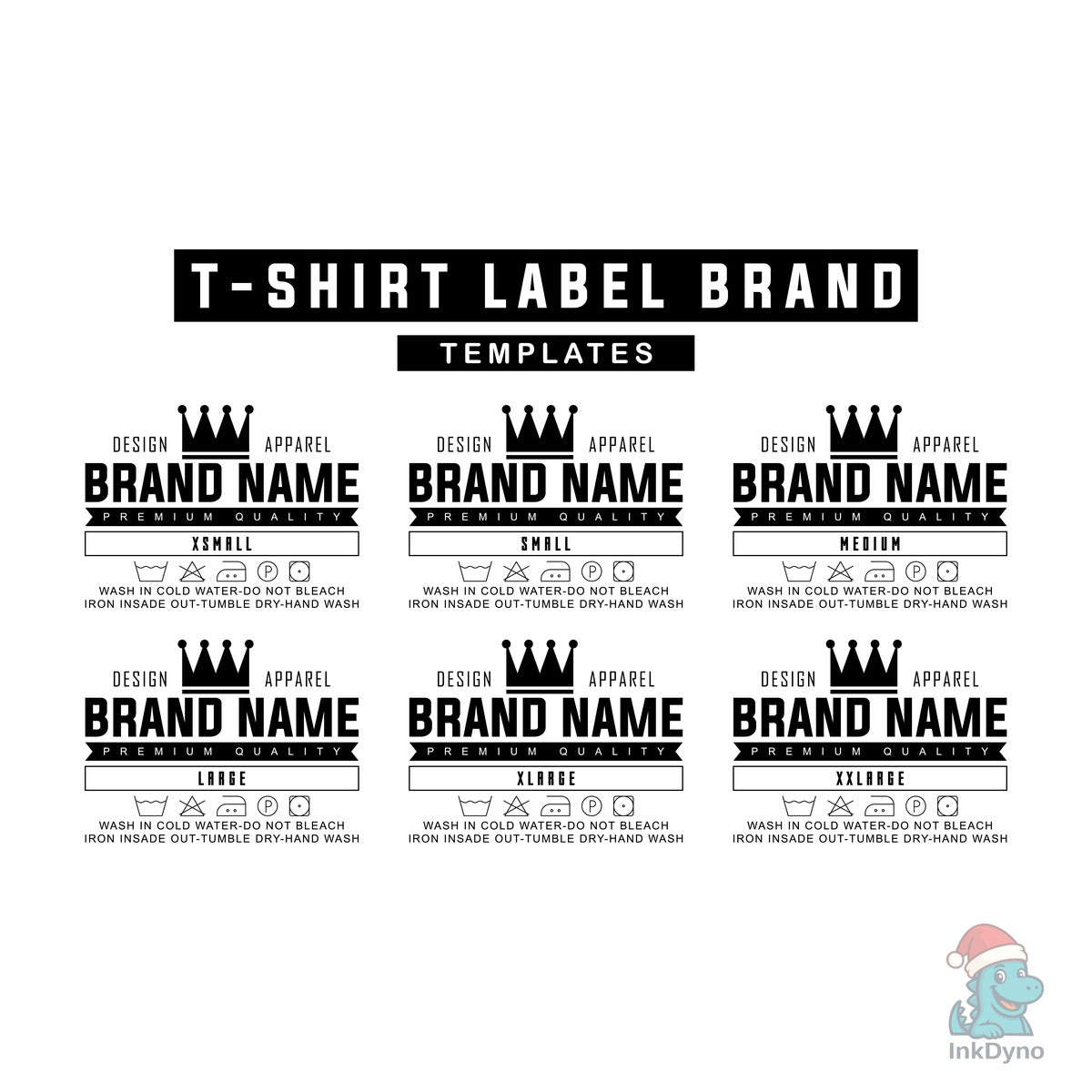 T-Shirt Apparel Label Design with Size