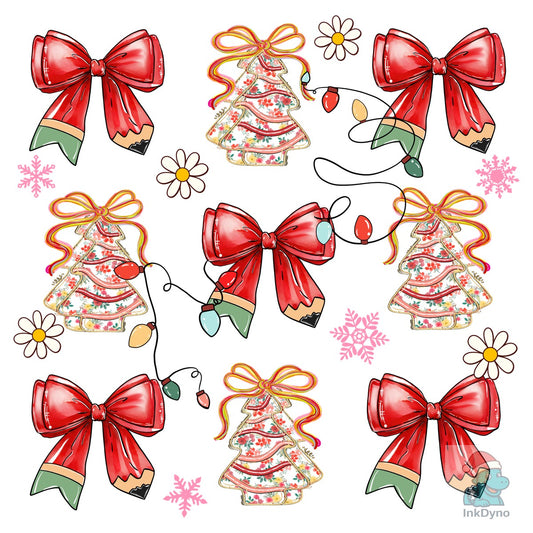 Teacher Merry Christmas Coquette Preppy - DTF Transfer