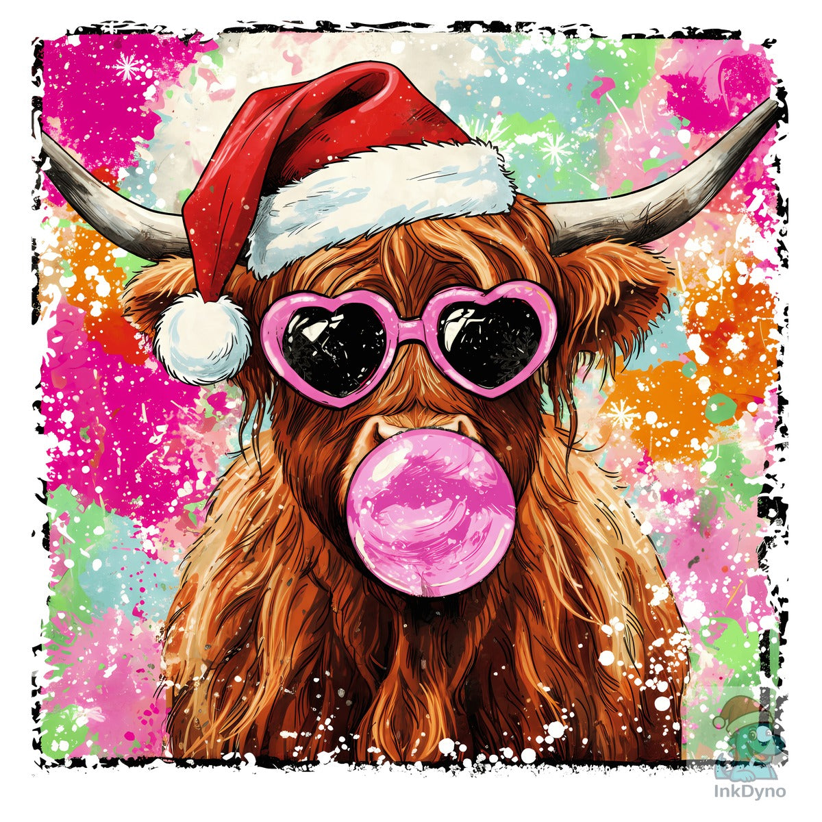 Cool Highland Cow Santa Christmas