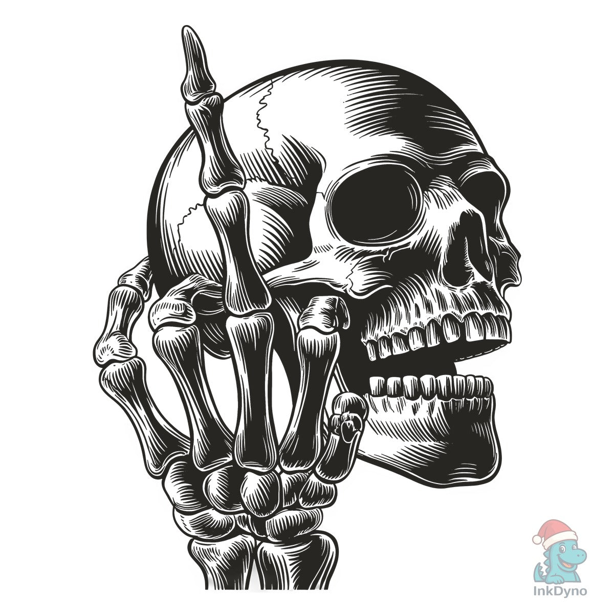 Edgy Skull with Skeleton Hand
