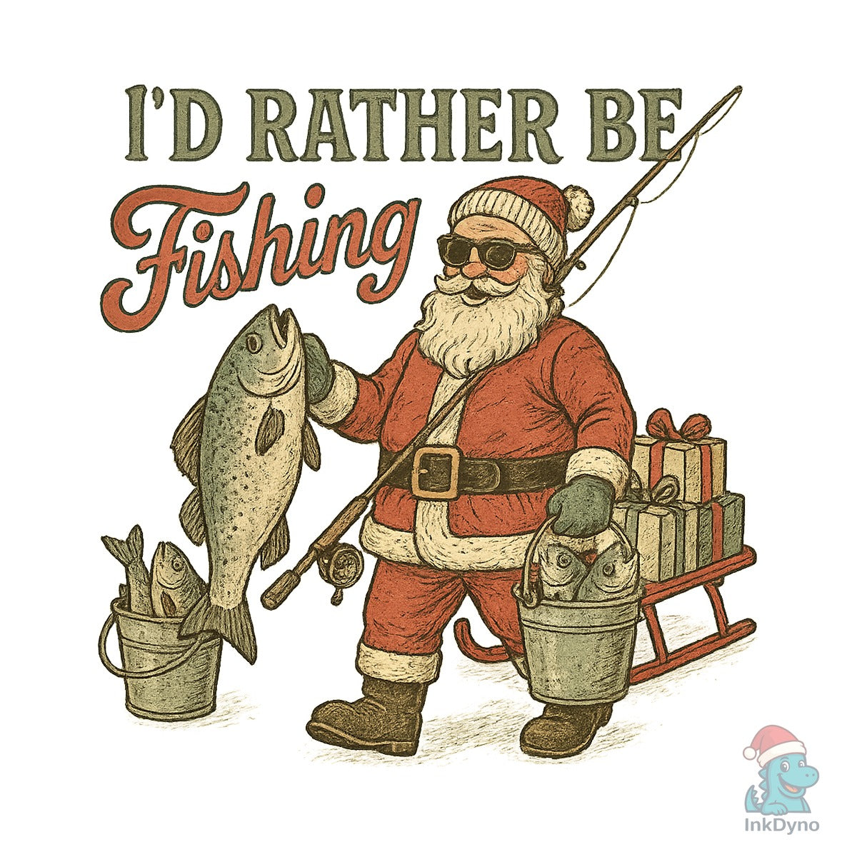 Funny Santa Fishing Christmas