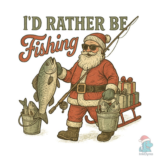 Funny Santa Fishing Christmas - DTF Transfer
