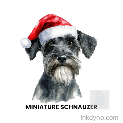 Festive Schnauzer In Santa Hat Design — DTF Transfer – Ready to Press