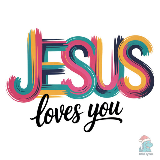 Christian Jesus Loves You Neon - DTF Transfer