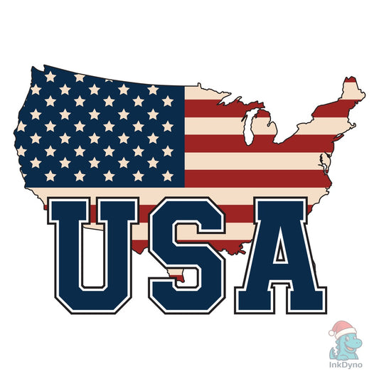 America USA Map 4th of July Patriotic - DTF Transfer