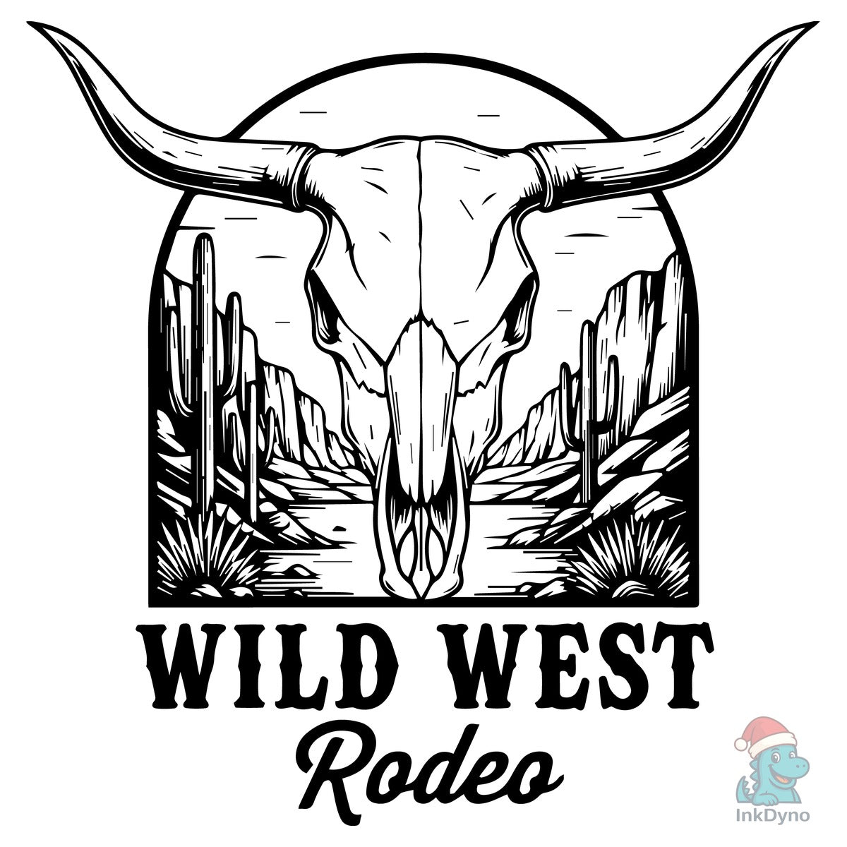 Cow Skull Wild West Rodeo Cowboy