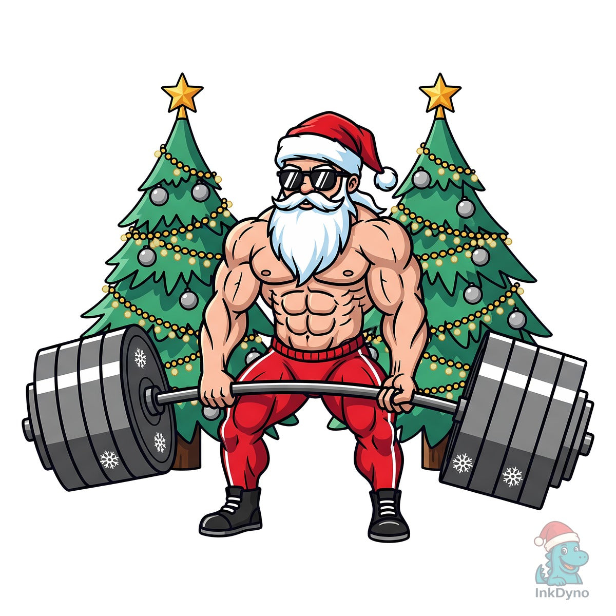 Muscular Santa Claus Weightlifting
