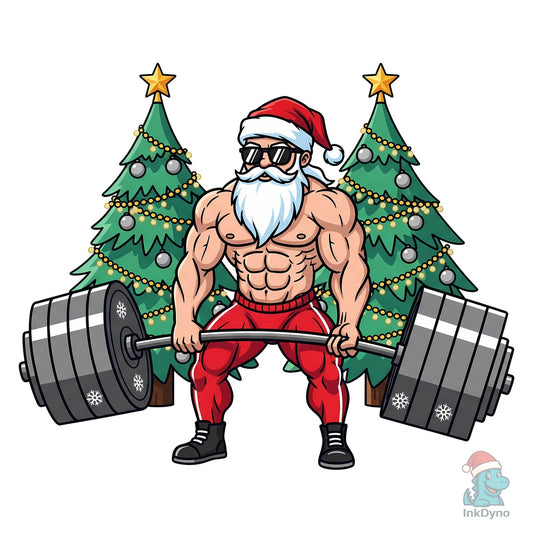 Muscular Santa Claus Weightlifting - DTF Transfer
