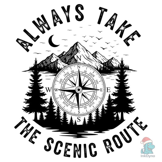 Always Take the Scenic Route Compass - DTF Transfer