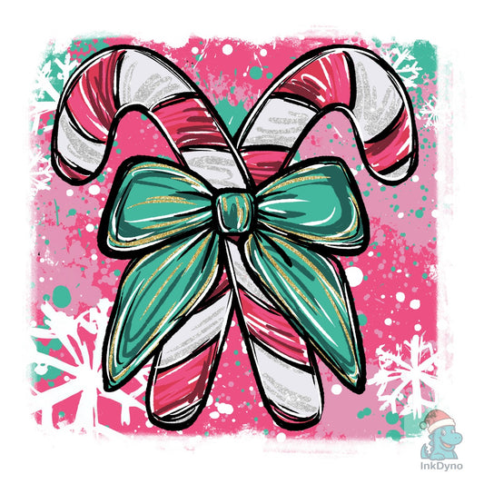 Colorful Christmas Candy Cane Graphic - DTF Transfer