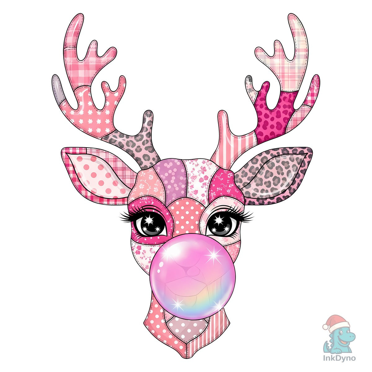 Patchwork Reindeer Bubblegum Christmas