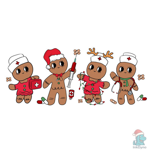 Retro Gingerbread Nurse Christmas - DTF Transfer