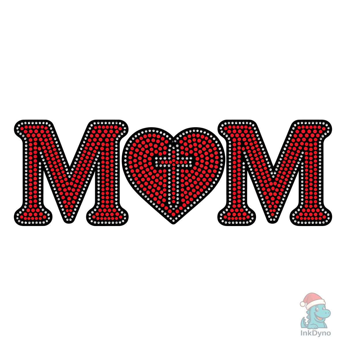 Rhinestone Mom Heart Cross Design