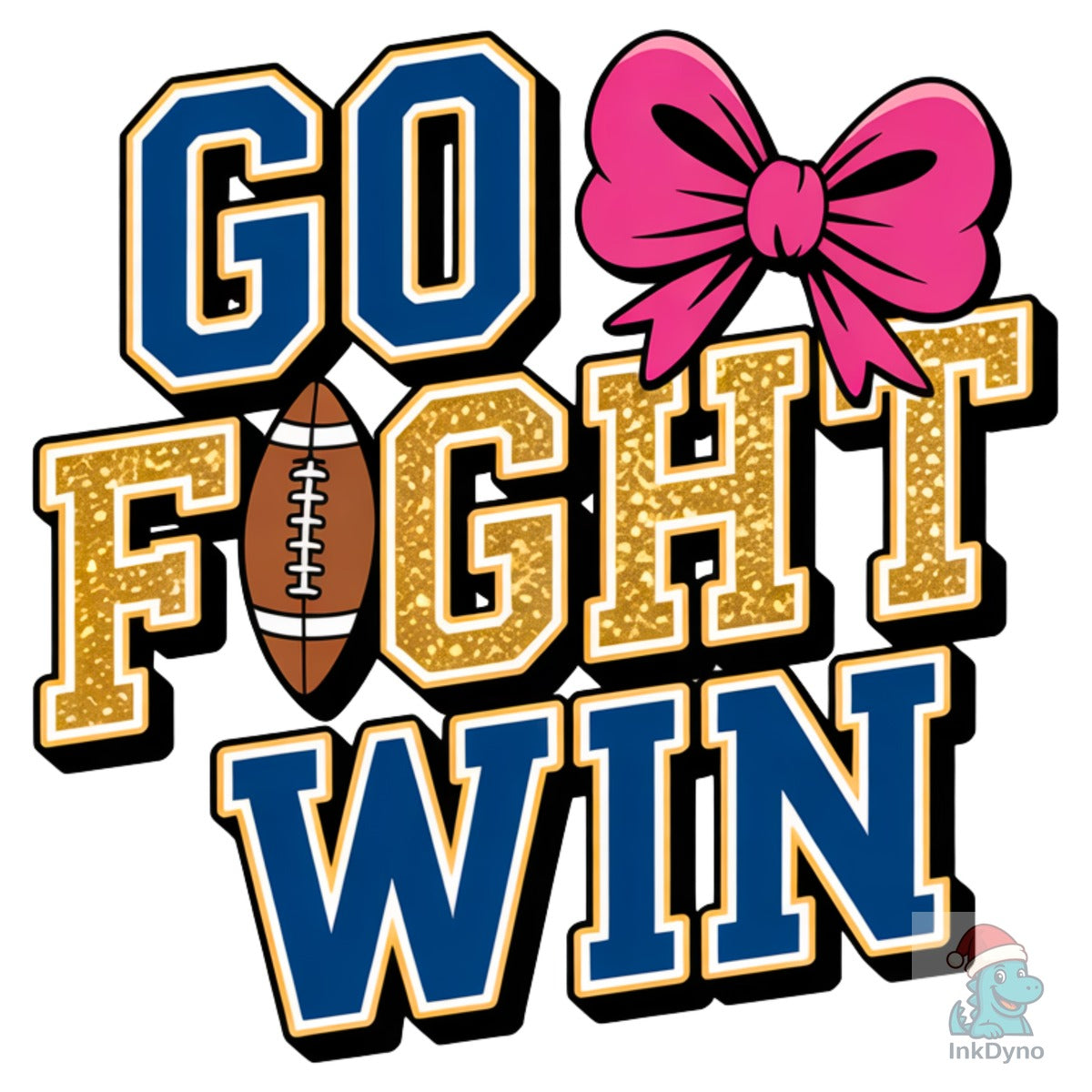 Go Fight Win Football Cheer Bow