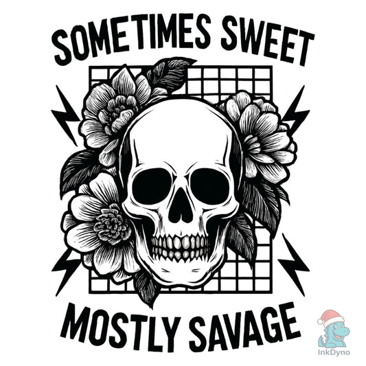 Sarcastic Snarky Flower Skull - DTF Transfer