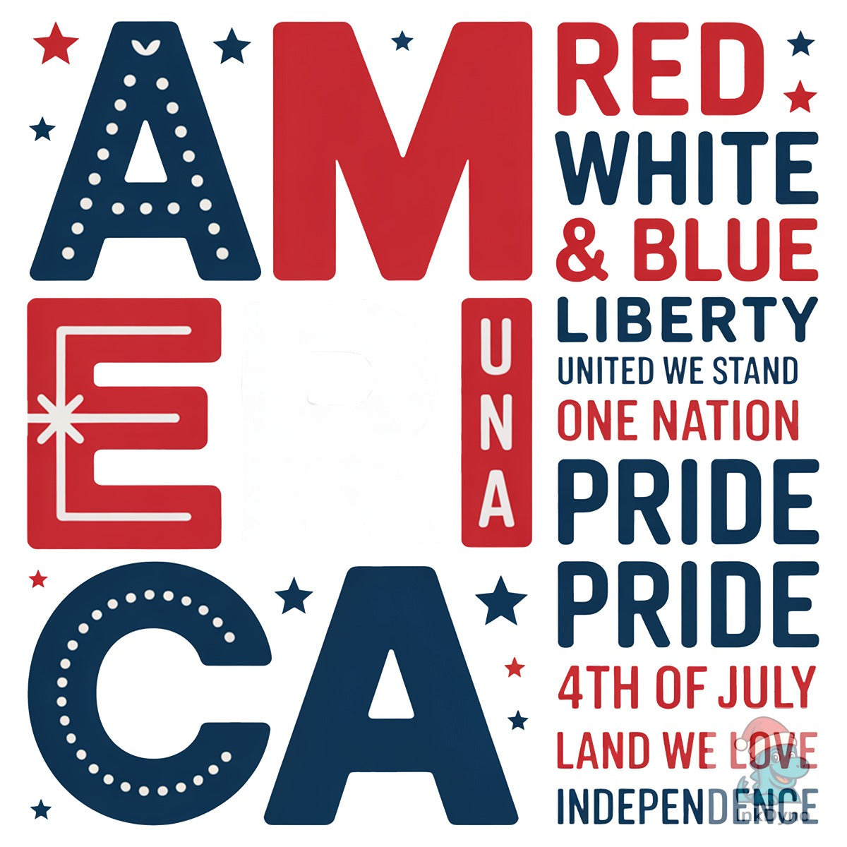 America Word Art Sublimation Design