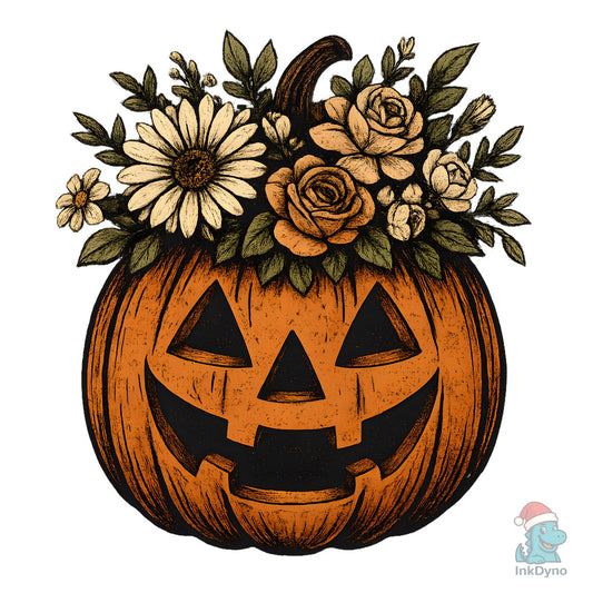 Trendy Grunge Floral Pumpkin Vintage - DTF Transfer