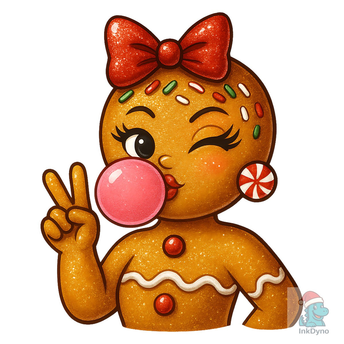Gingerbread Girl Blowing Bubble Gum