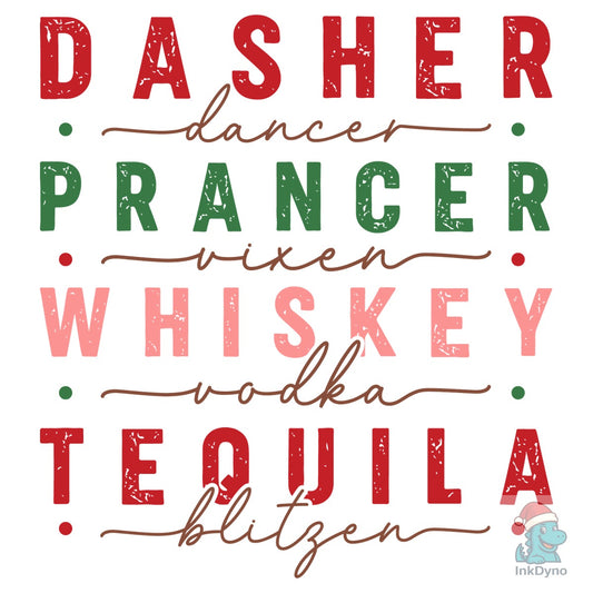 DASHER DANCER PRANCER CHRISTMAS - DTF Transfer