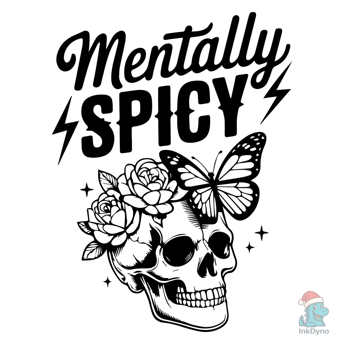 Mentally Spicy Floral Skull Butterfly