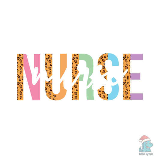 Colorful Leopard Print Nurse T-Shirt - DTF Transfer
