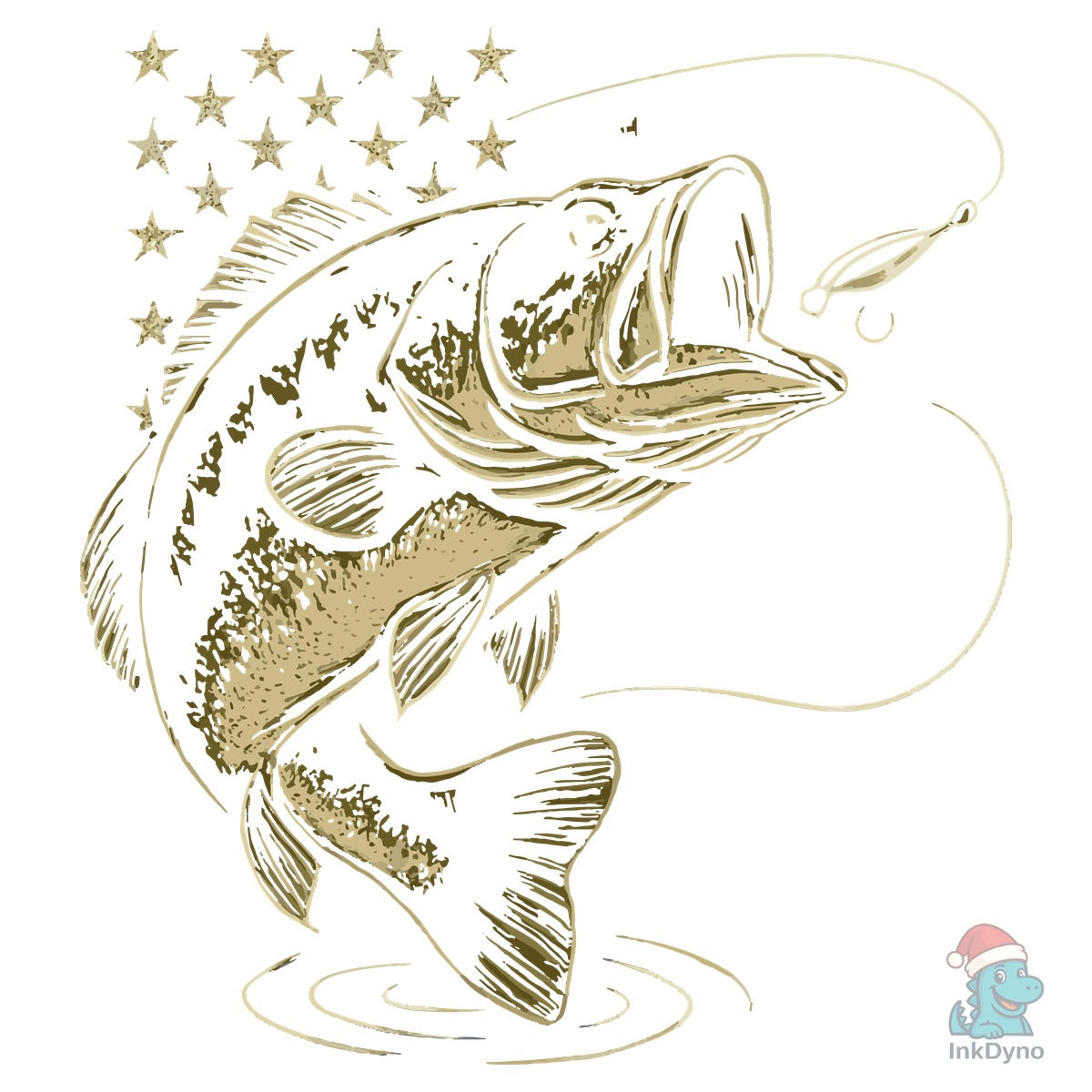 Patriotic Bass Fish Jumping with Lure