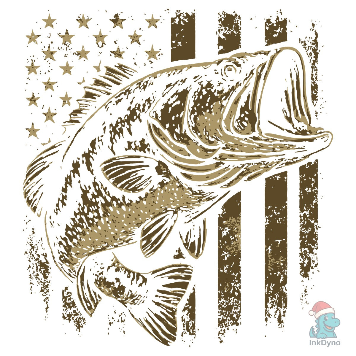 Vintage American Flag and Bass Fishing