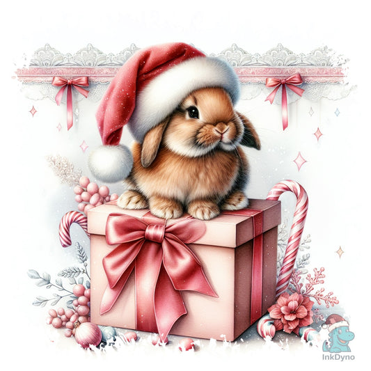 Bunny Christmas Square Tshirt - DTF Transfer