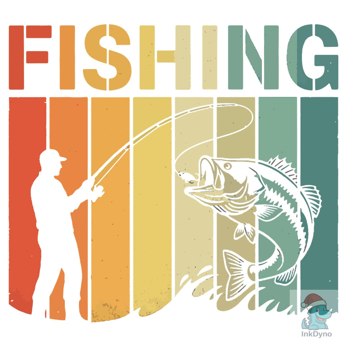 Retro Vintage Fishing Sunset T-shirt Des
