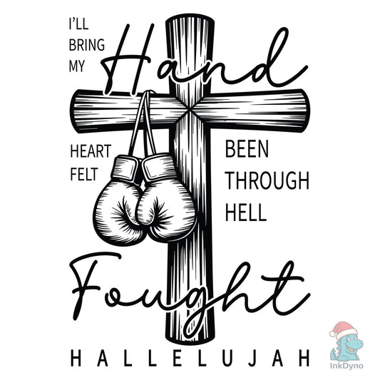 Christian Boxing Cross with Gloves - DTF Transfer