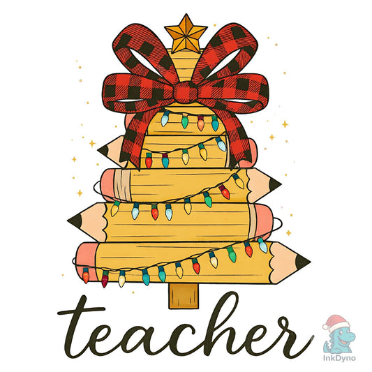 Christmas Pencil Tree Teacher Teach - DTF Transfer