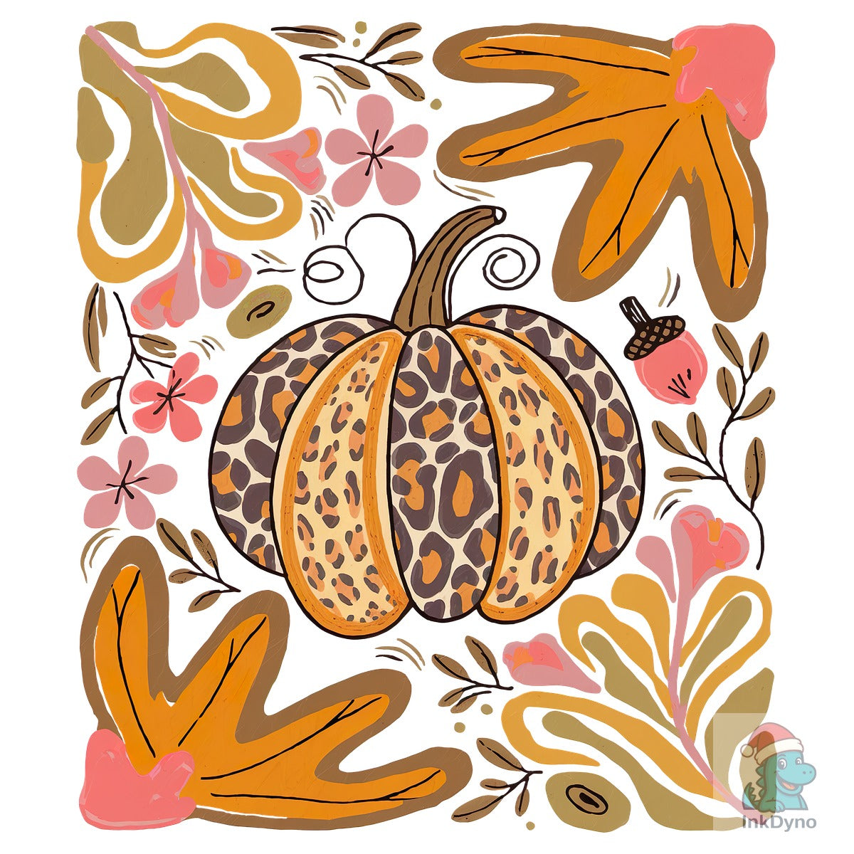 Boho Floral Leopard Pumpkin