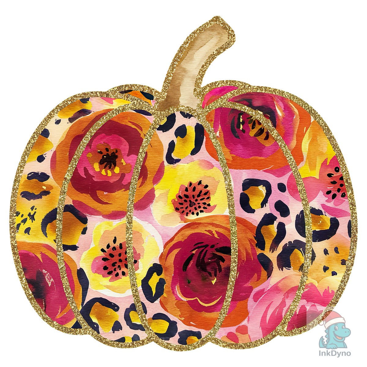 Floral Fall Leopard Pumpkin