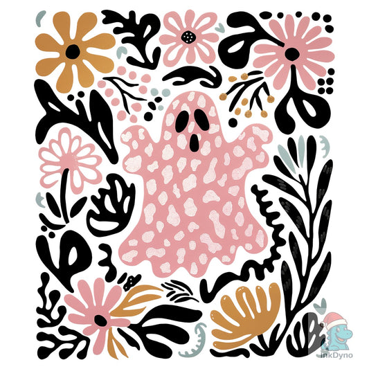 Floral Pink Ghost Boho Halloween - DTF Transfer