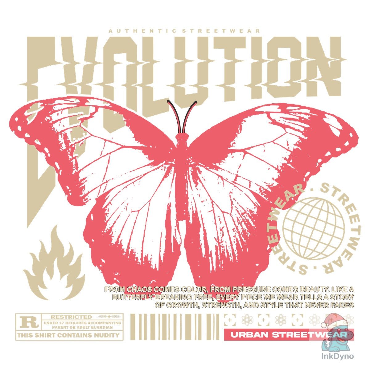Butterfly Evolution Urban T Shirt Design